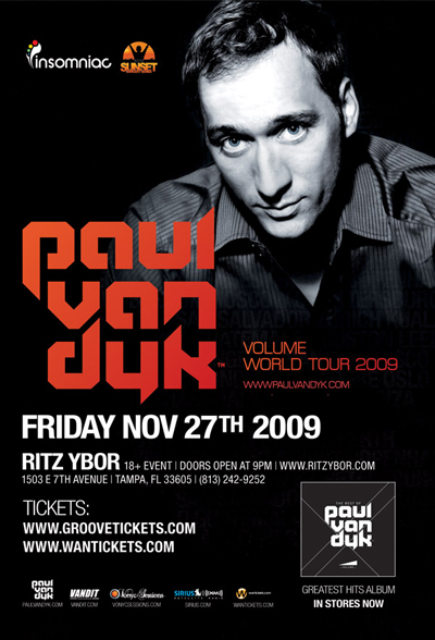 Paul van Dyk to perform at the Ritz hotel in Ybor City